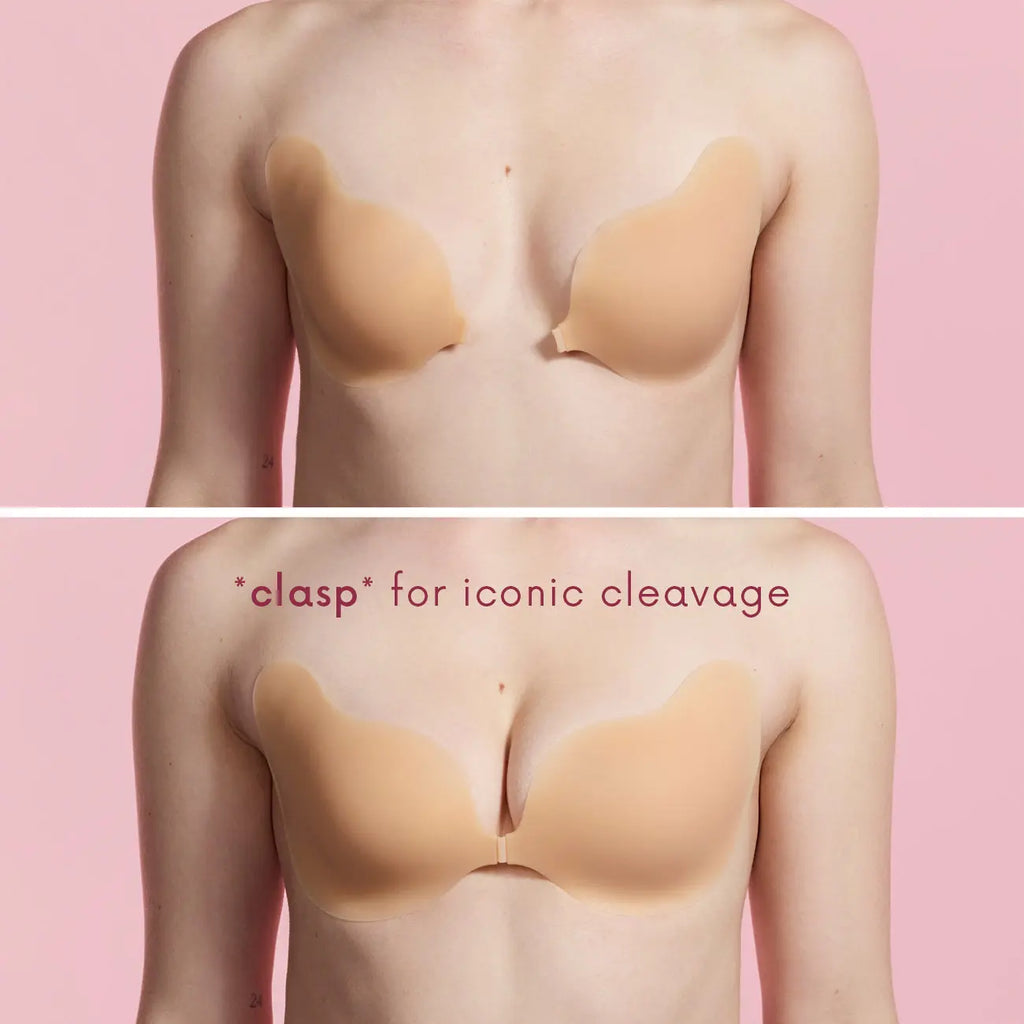 CAKES Body Silicone Cleavage Bra, Seamless Push-Up Support with Matte Finish, Reusable Invisible Bra for Strapless Dresses & Backless Styles