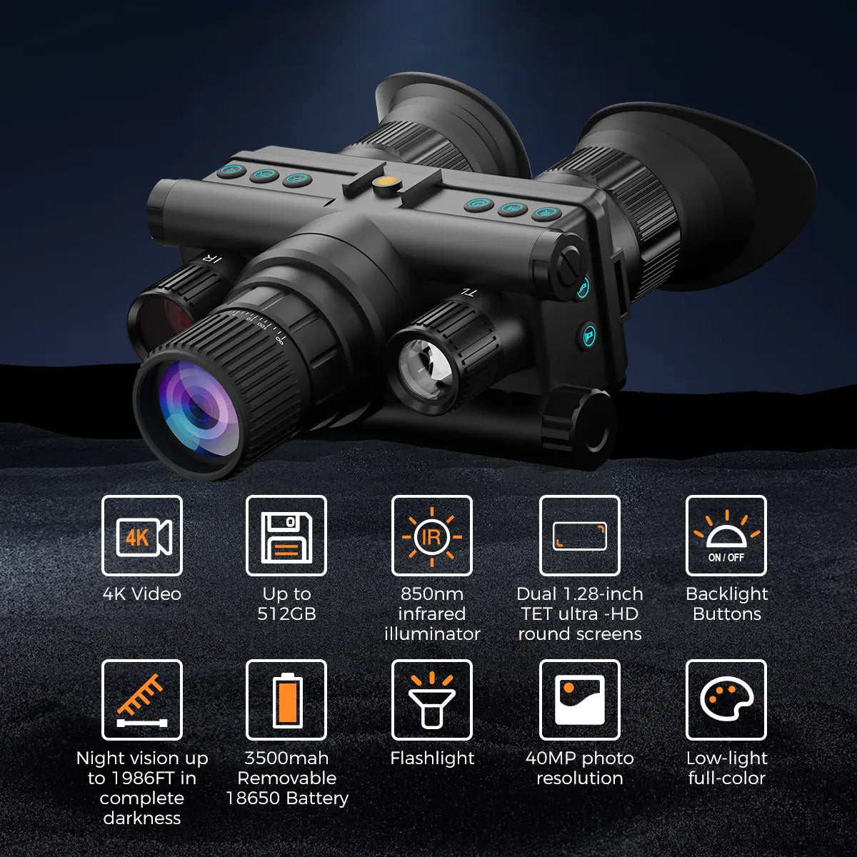 CIGMAN 4K Infrared Night Vision Goggles – Digital NV Binoculars with 8X Zoom, f/1.0 Aperture, Rechargeable Battery, Memory Card & Head Mount for Outdoor Adventures