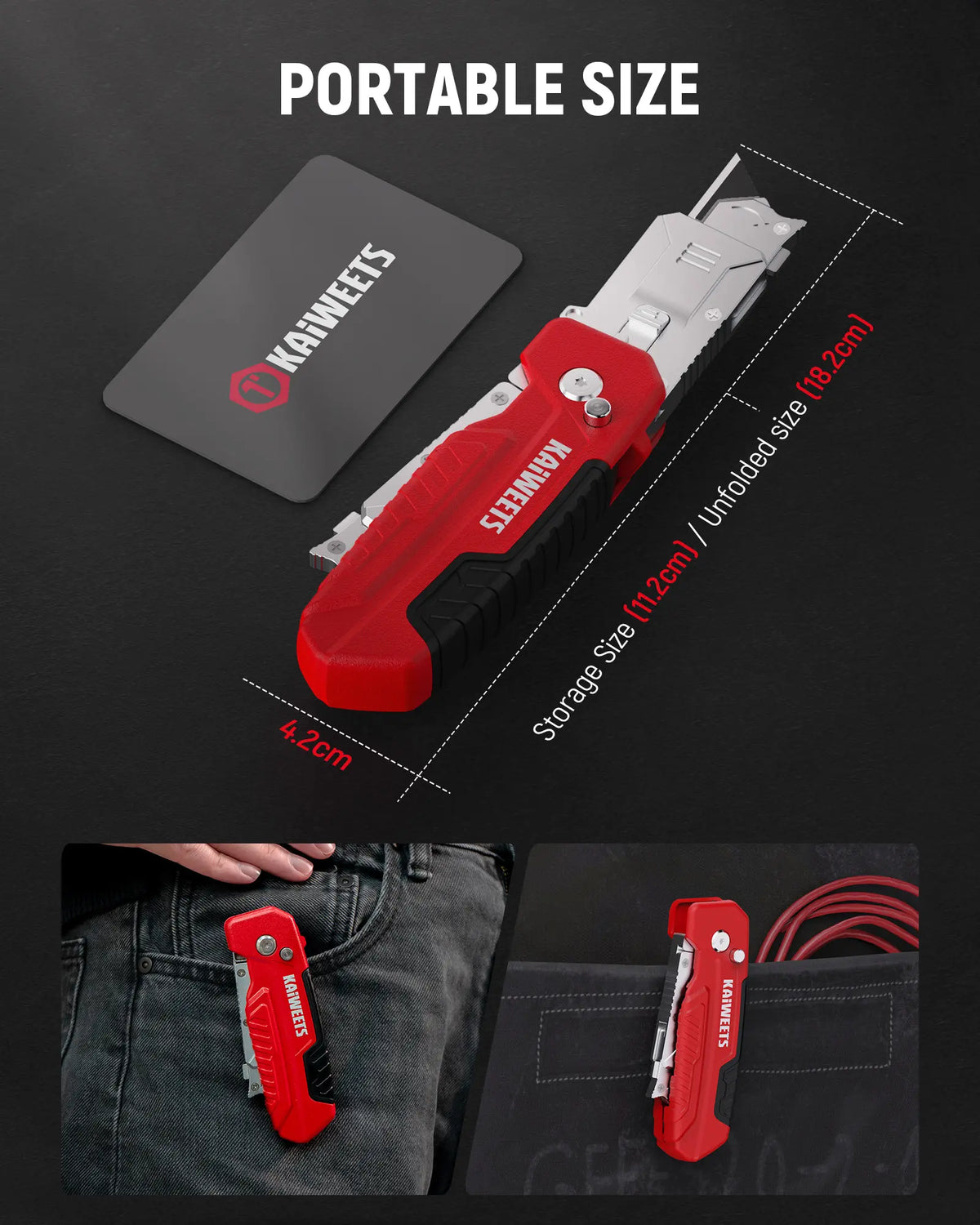 Heavy Duty Utility Knife Scraper – Retractable Box Cutter with Zinc Alloy Handle, Replaceable SK2 Black Blades & Storage Compartment for EDC Use