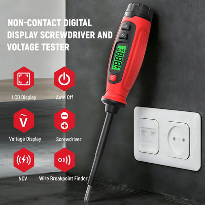 KAIWEETS Digital Voltage Tester – Insulated Screwdriver Tool with LCD Screen, Non-Contact Voltage Detection, Live Wire Test & Sound Alert for Electricians and DIY